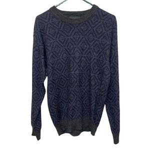 Men's Crewneck Sweater in Navy Diamond Knit